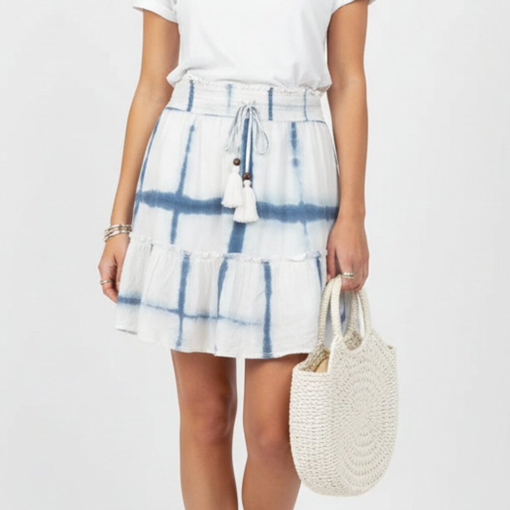 Pilcro Blue & White Striped A Line Bohemian Cottagecore Farmhouse Mini Skirt S